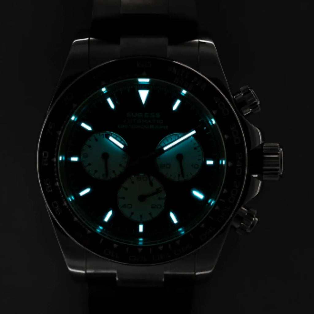 Sugess Automatic Chronograph 418-2 Black Dial Ceramic Bezel Professional - DREAM WATCHES