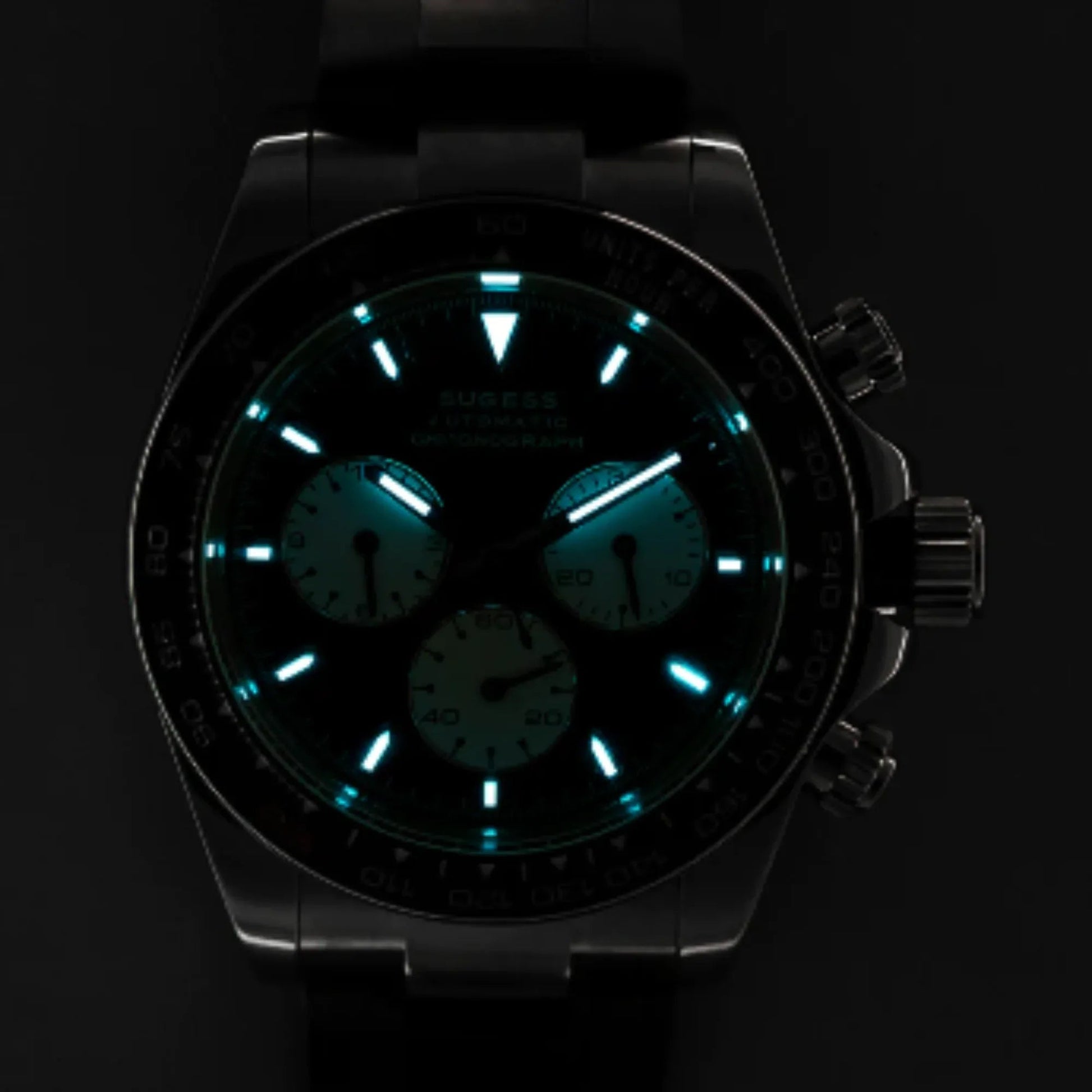 Sugess Automatic Chronograph 418-2 Black Dial Ceramic Bezel Professional - DREAM WATCHES
