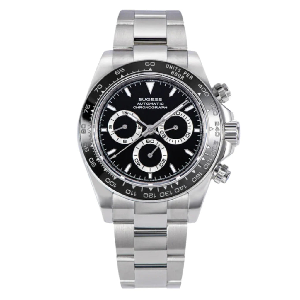 Sugess Automatic Chronograph 418-2 Black Dial Ceramic Bezel Professional - DREAM WATCHES