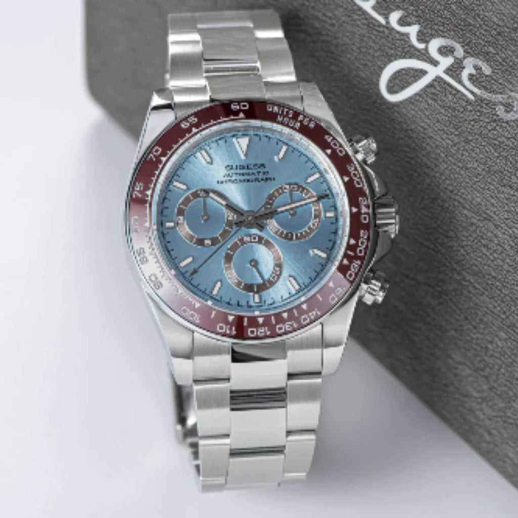Sugess Automatic Chronograph 418-2 Ice Blue Dial Ceramic Bezel Professional - DREAM WATCHES