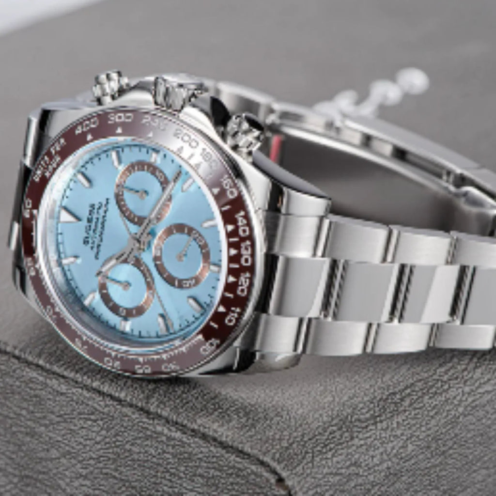 Sugess Automatic Chronograph 418-2 Ice Blue Dial Ceramic Bezel Professional - DREAM WATCHES