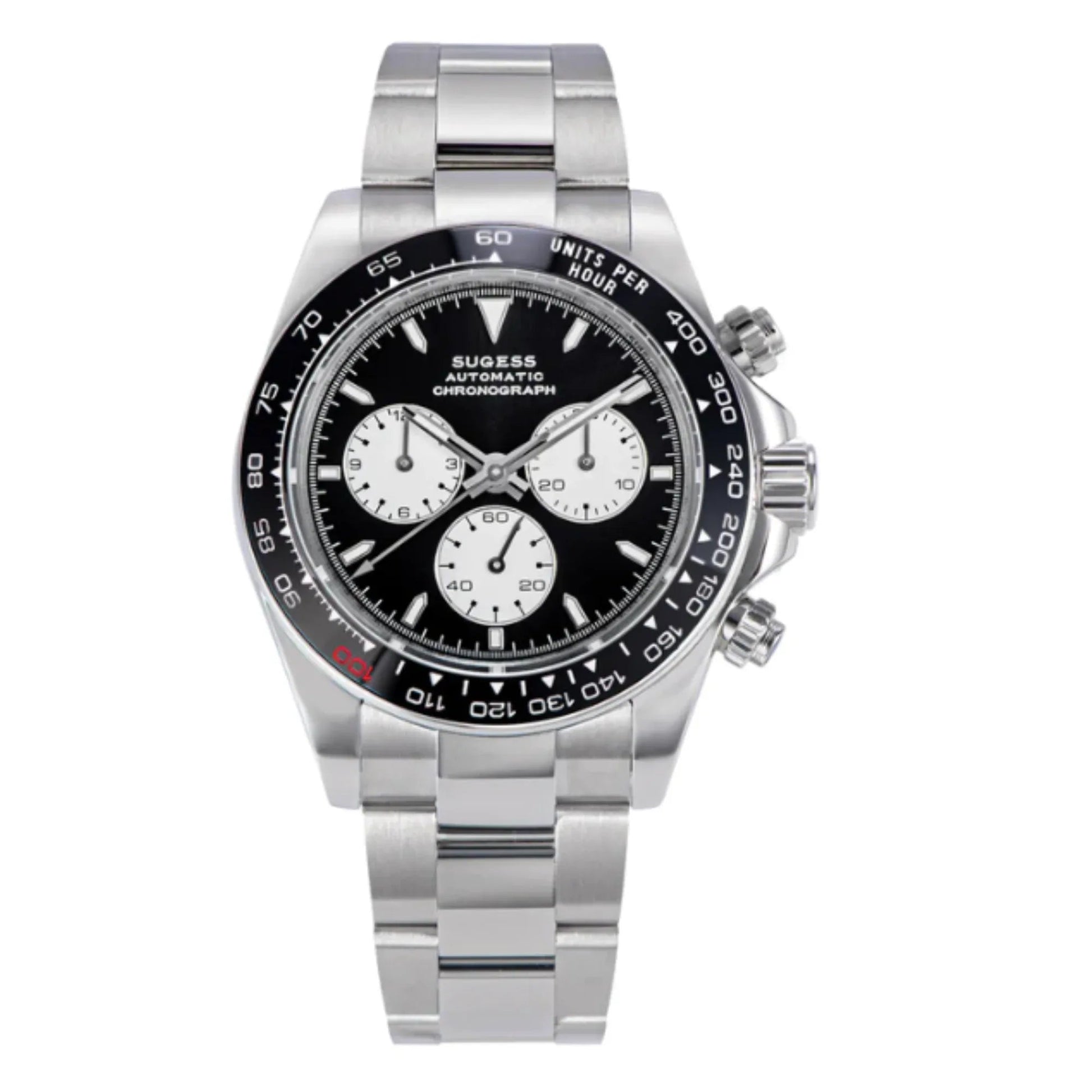 Sugess Automatic Chronograph 418-2 Ice Panda Dial Ceramic Bezel Professional - DREAM WATCHES