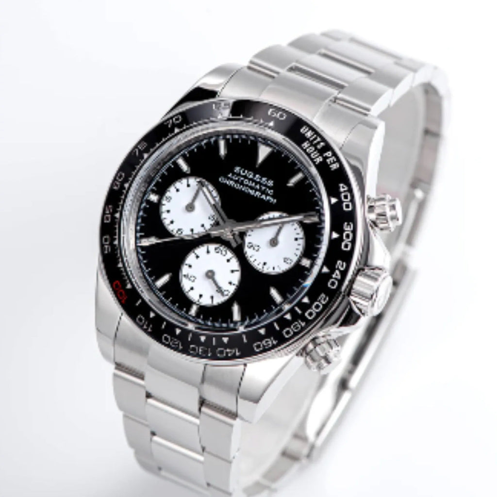 Sugess Automatic Chronograph 418-2 Ice Panda Dial Ceramic Bezel Professional - DREAM WATCHES
