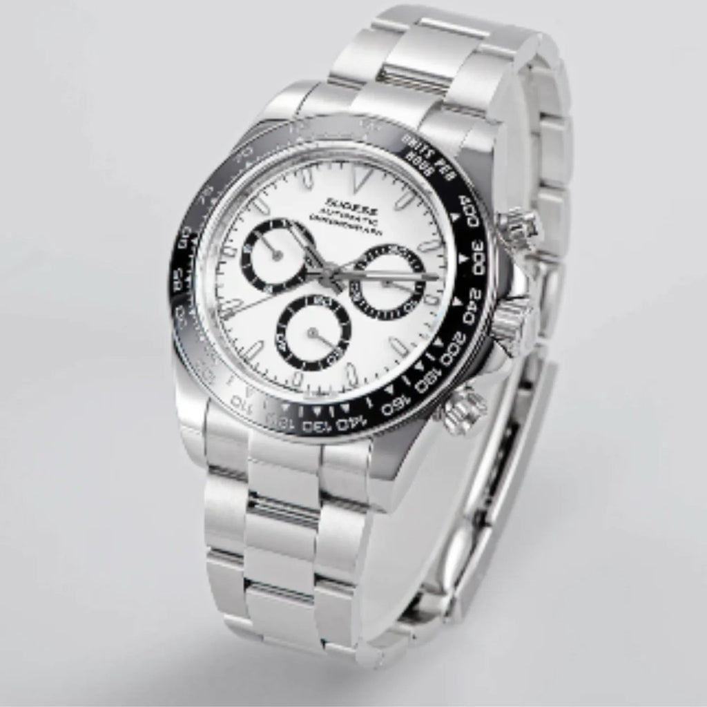Sugess Automatic Chronograph 418-2 White Dial Ceramic Bezel Professional - DREAM WATCHES