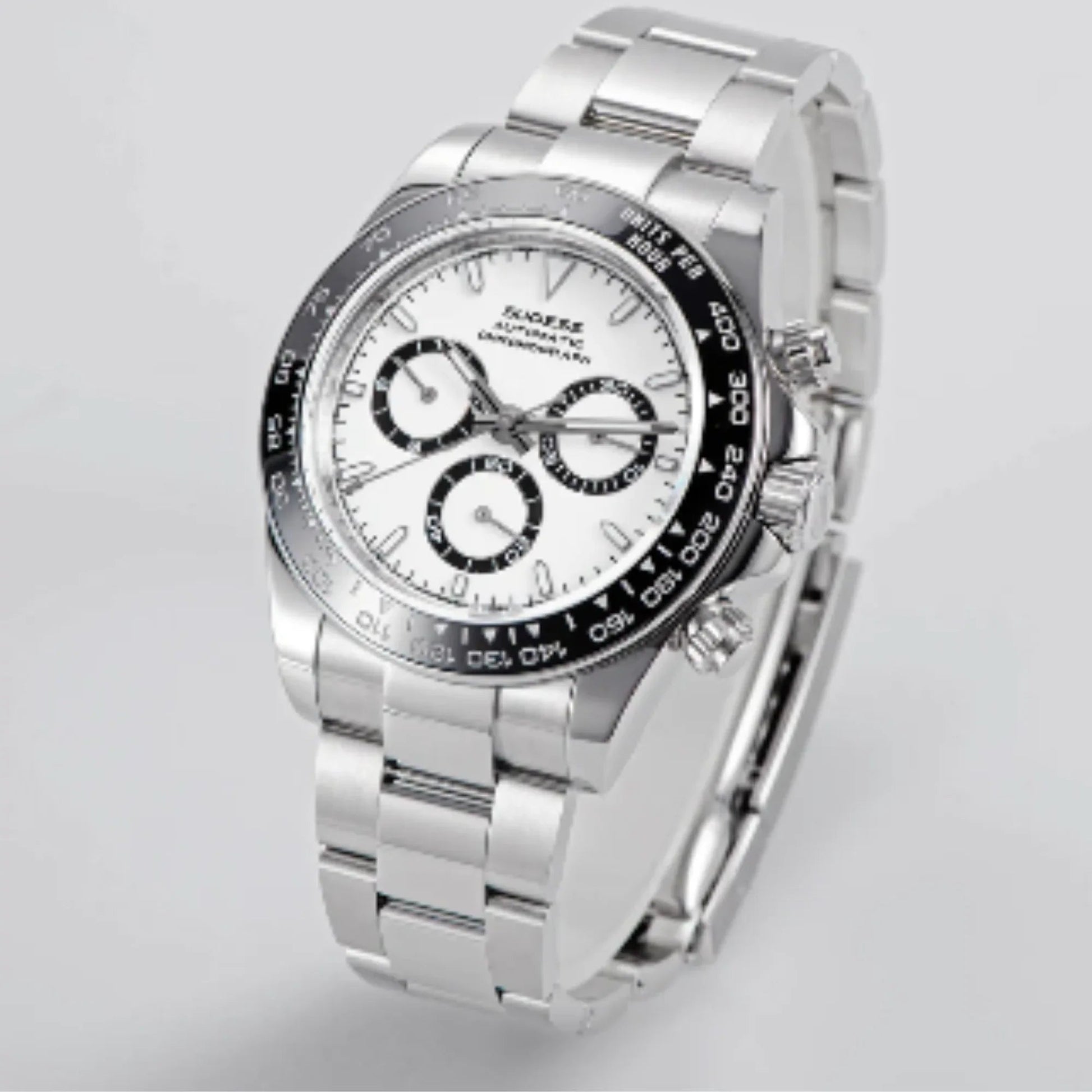 Sugess Automatic Chronograph 418-2 White Dial Ceramic Bezel Professional - DREAM WATCHES