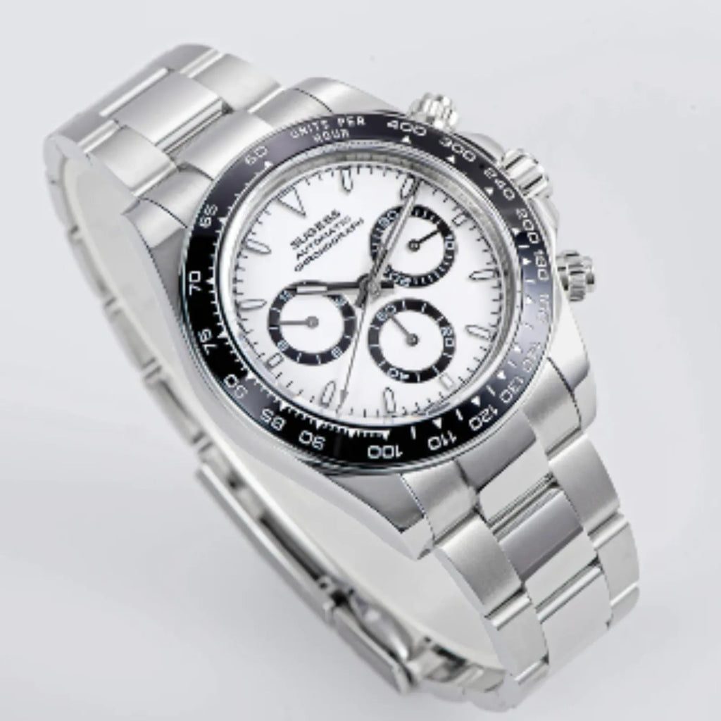 Sugess Automatic Chronograph 418-2 White Dial Ceramic Bezel Professional - DREAM WATCHES