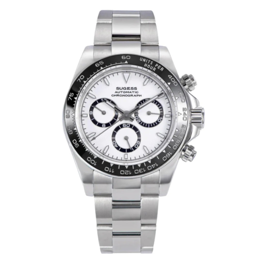 Sugess Automatic Chronograph 418-2 White Dial Ceramic Bezel Professional - DREAM WATCHES