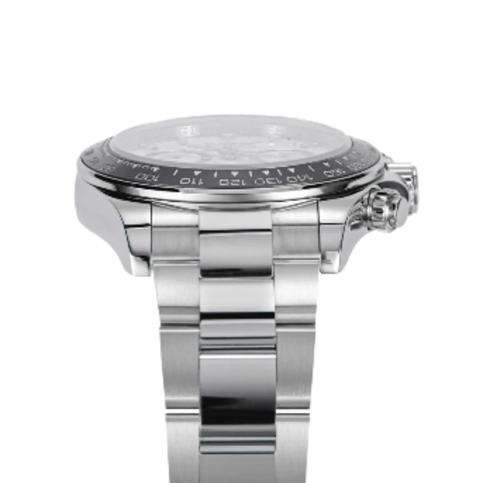 Sugess Automatic Chronograph 418-2 White Dial Stainless Steel Bezel Professional - DREAM WATCHES