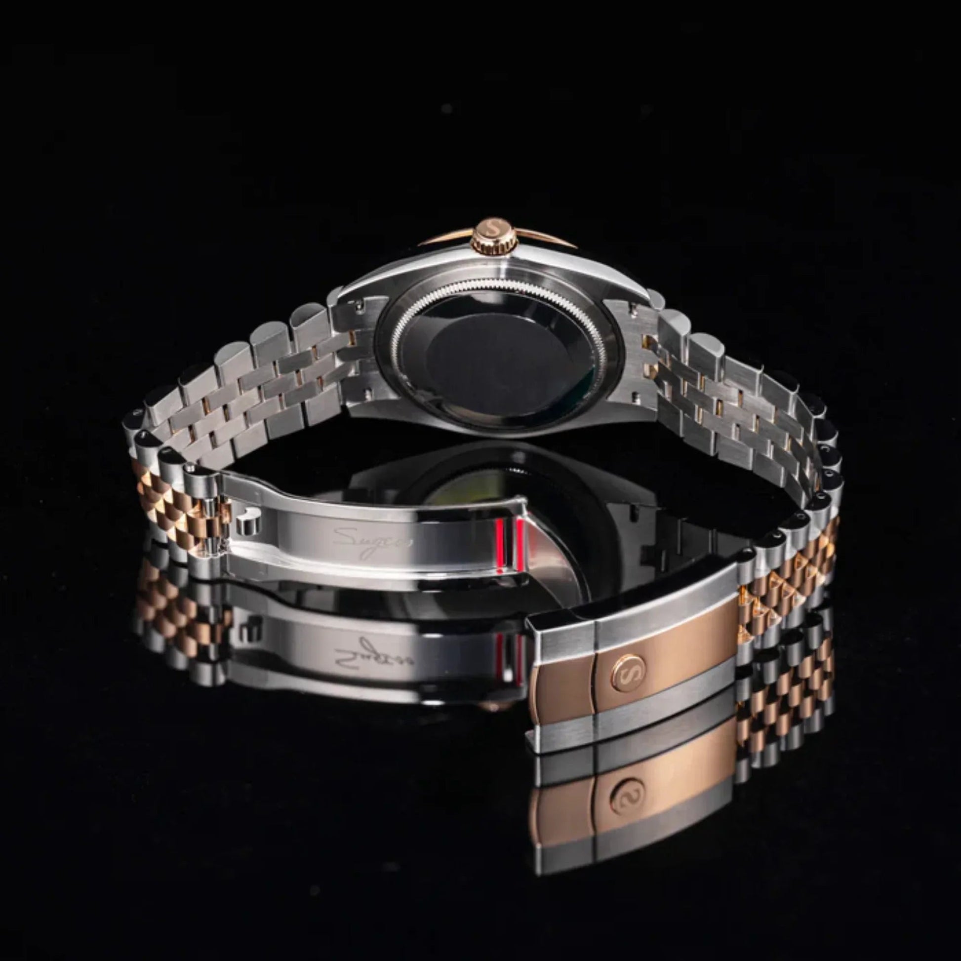 Sugess Automatic Classic S447 White Dial Rose Gold Two Tone Fluted Bezel Jubilee Bracelet ST2130 - DREAM WATCHES