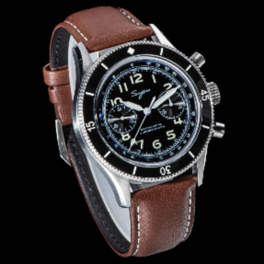 Sugess Chrono Heritage 423 Chronograph Black Dial - DREAM WATCHES