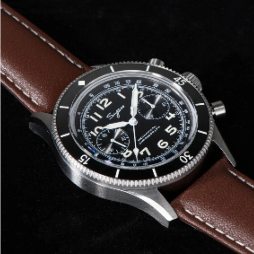 Sugess Chrono Heritage 423 Chronograph Black Dial - DREAM WATCHES