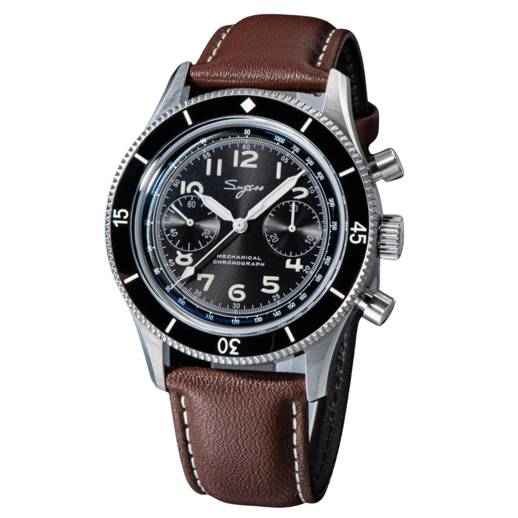 Sugess Chrono Heritage 423 Chronograph Black Dial - DREAM WATCHES