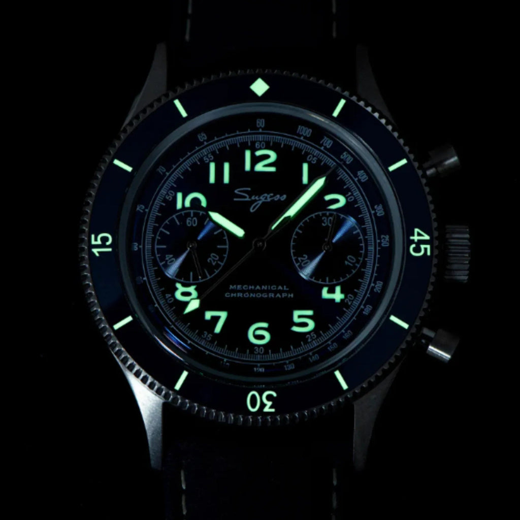 Sugess Chrono Heritage 423 Chronograph Black Dial - DREAM WATCHES