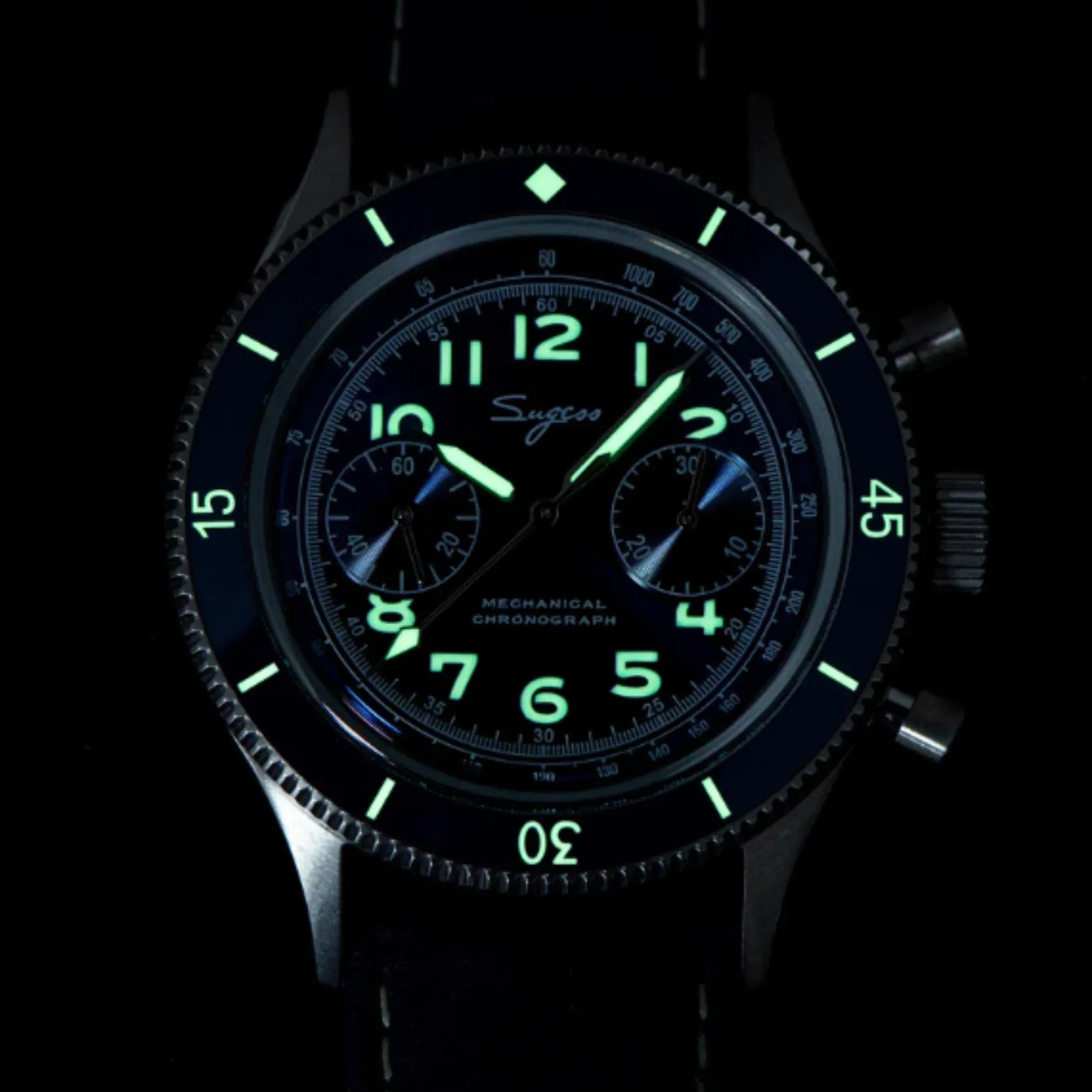 Sugess Chrono Heritage 423 Chronograph Black Dial - DREAM WATCHES