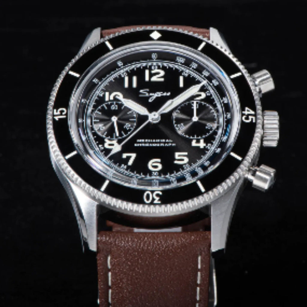 Sugess Chrono Heritage 423 Chronograph Black Dial - DREAM WATCHES