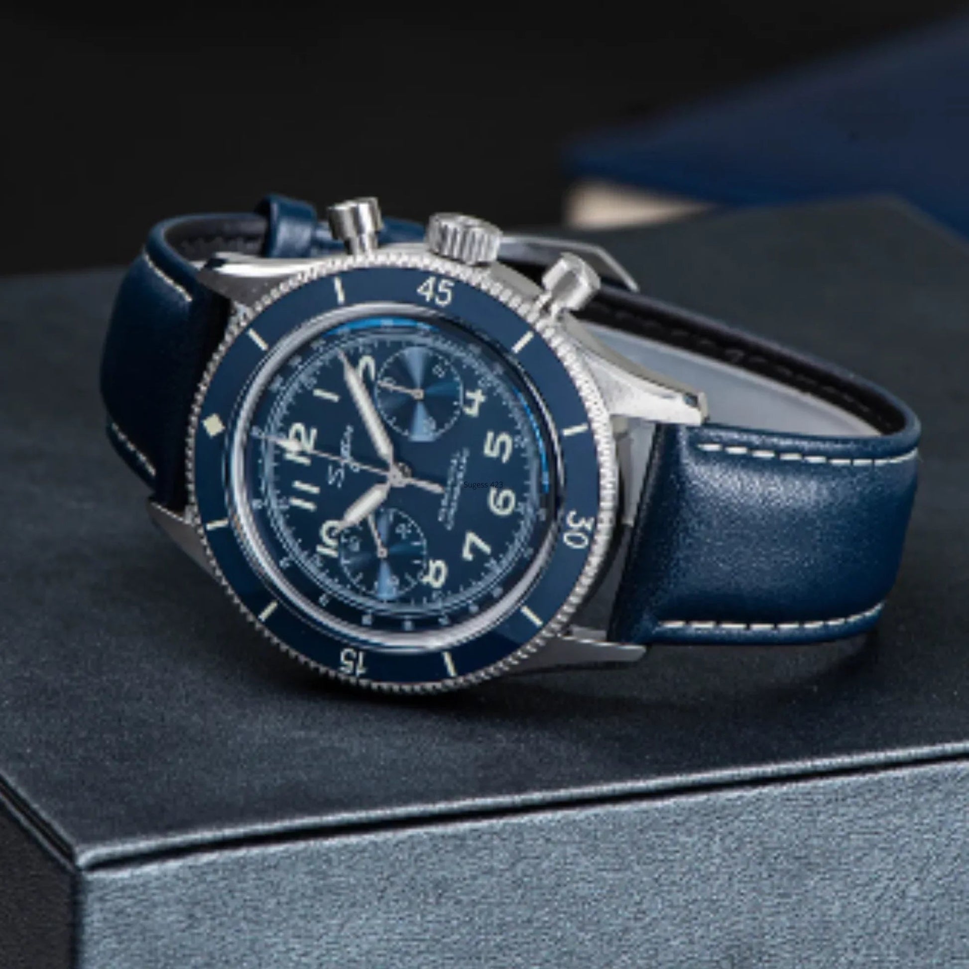 Sugess Chrono Heritage 423 Chronograph Blue Dial - DREAM WATCHES
