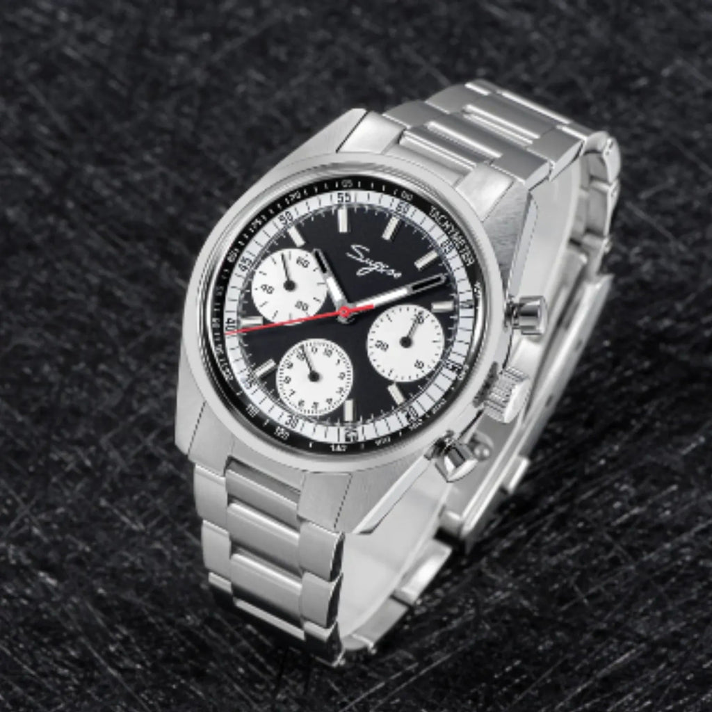 Sugess Chrono Heritage 442 Chronograph Special Dial Swan Neck Regulator - Black - DREAM WATCHES