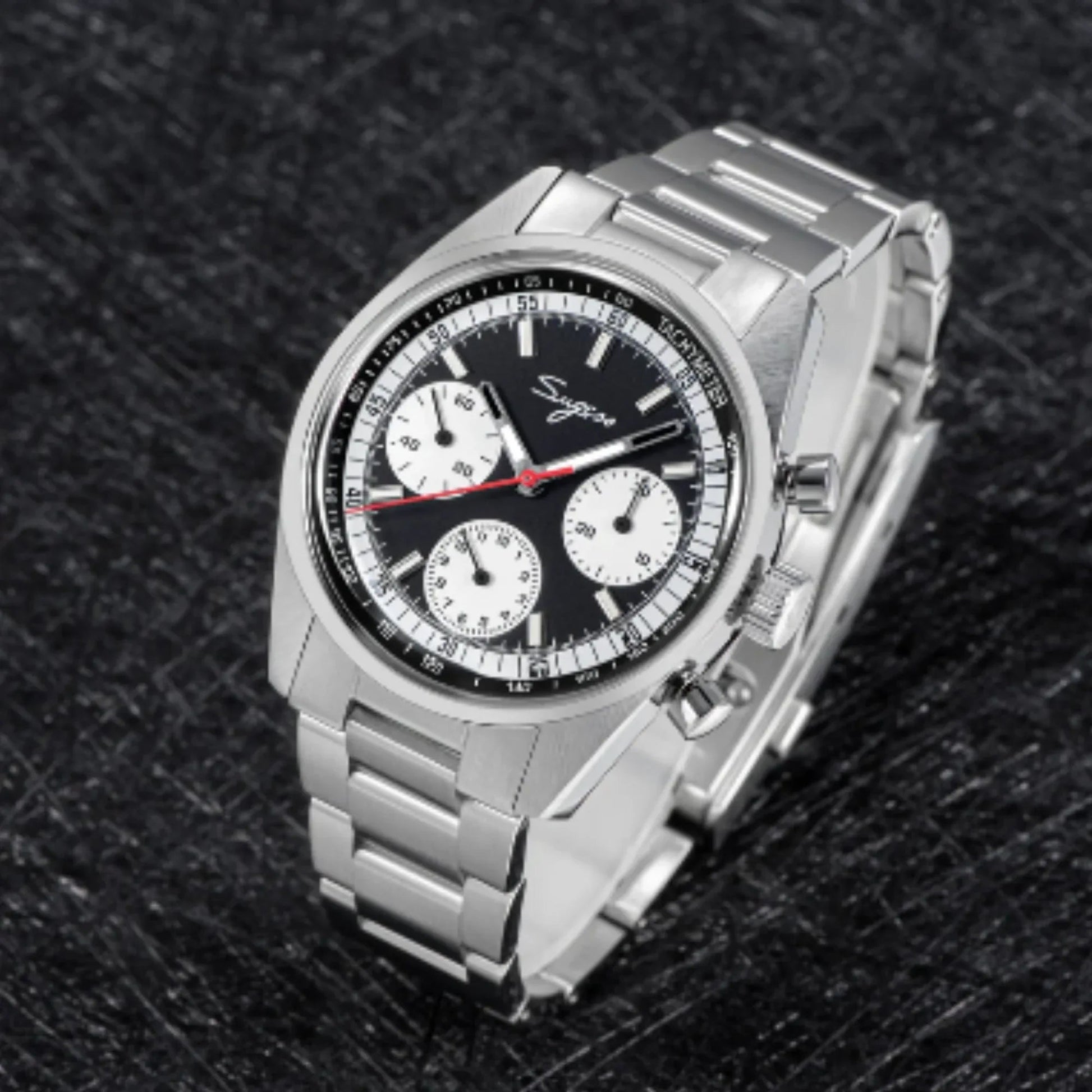 Sugess Chrono Heritage 442 Chronograph Special Dial Swan Neck Regulator - Black - DREAM WATCHES