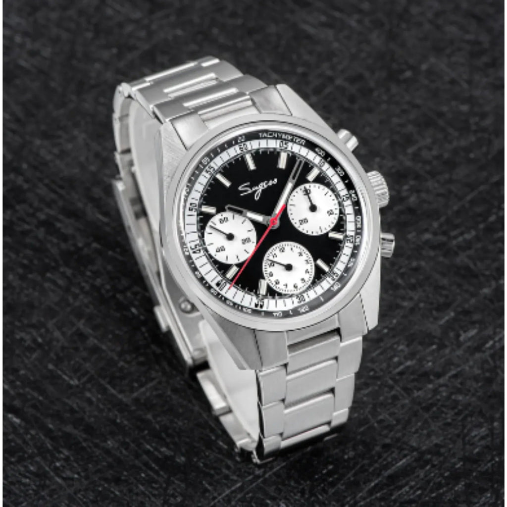 Sugess Chrono Heritage 442 Chronograph Special Dial Swan Neck Regulator - Black - DREAM WATCHES