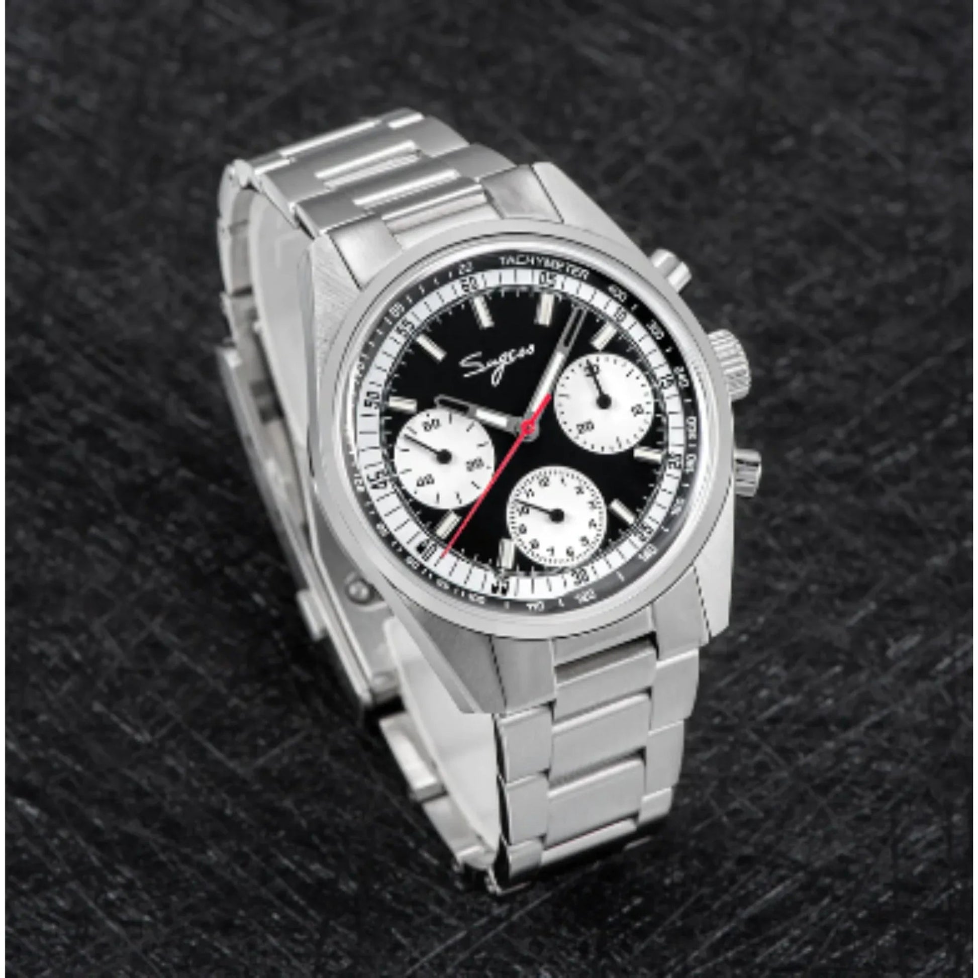 Sugess Chrono Heritage 442 Chronograph Special Dial Swan Neck Regulator - Black - DREAM WATCHES