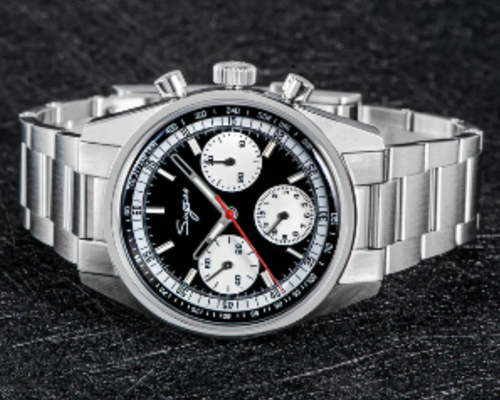 Sugess Chrono Heritage 442 Chronograph Special Dial Swan Neck Regulator - Black - DREAM WATCHES