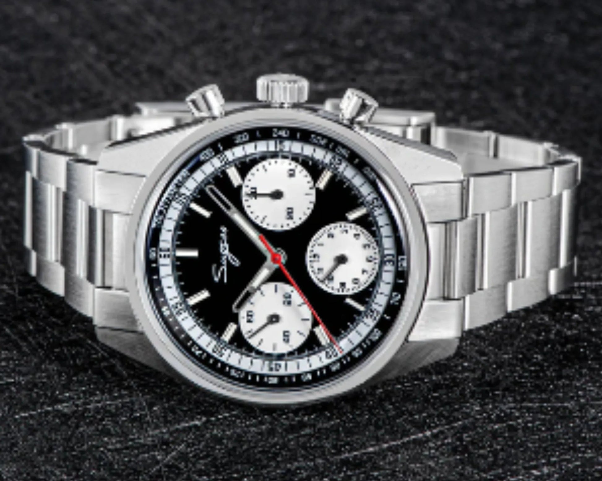Sugess Chrono Heritage 442 Chronograph Special Dial Swan Neck Regulator - Black - DREAM WATCHES