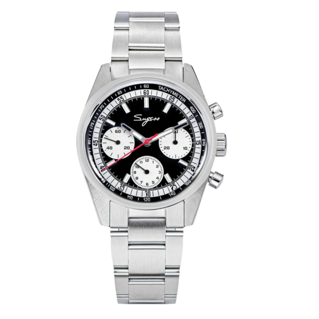 Sugess Chrono Heritage 442 Chronograph Special Dial Swan Neck Regulator - Black - DREAM WATCHES