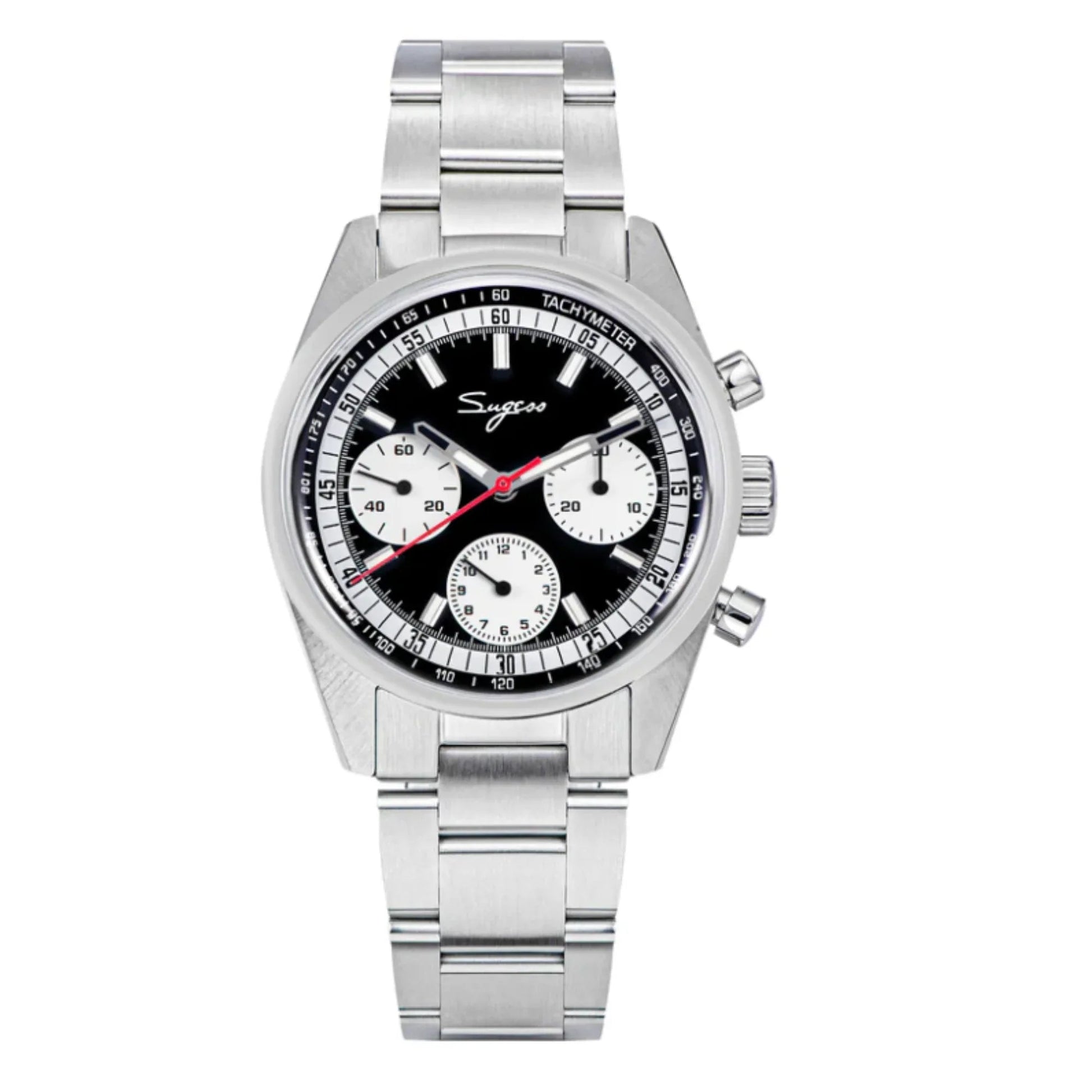 Sugess Chrono Heritage 442 Chronograph Special Dial Swan Neck Regulator - Black - DREAM WATCHES