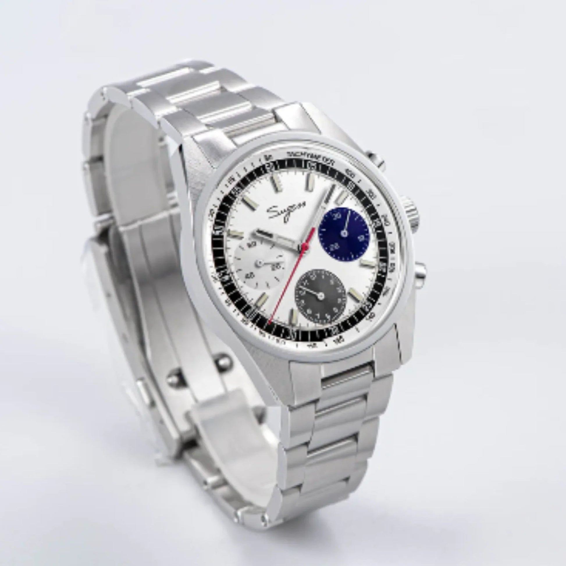 Sugess Chrono Heritage 442 Chronograph Special Dial Swan Neck Regulator - White - DREAM WATCHES