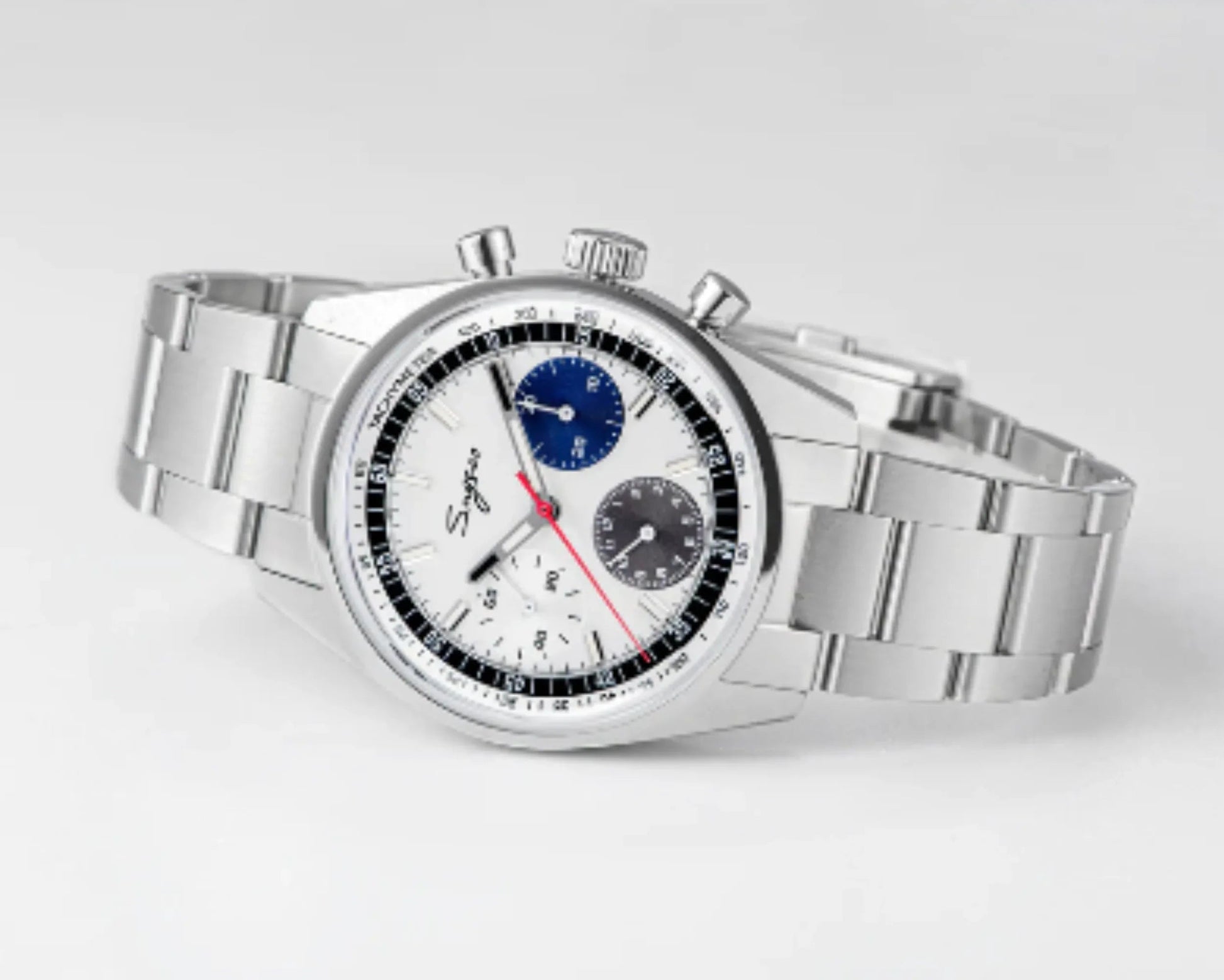 Sugess Chrono Heritage 442 Chronograph Special Dial Swan Neck Regulator - White - DREAM WATCHES