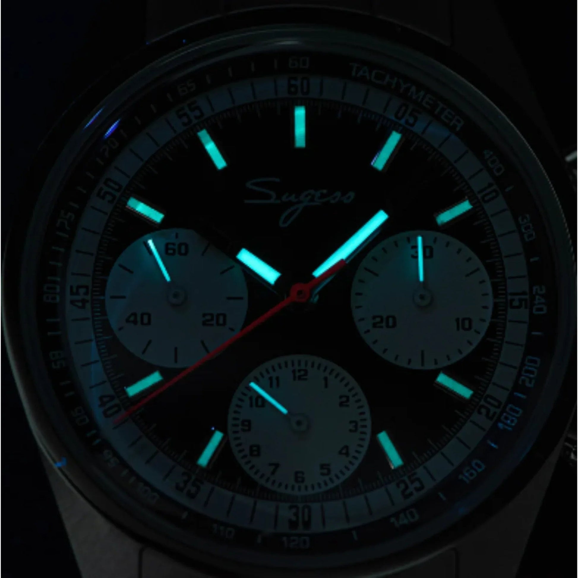 Sugess Chrono Heritage 442 Chronograph Special Dial Swan Neck Regulator - White - DREAM WATCHES