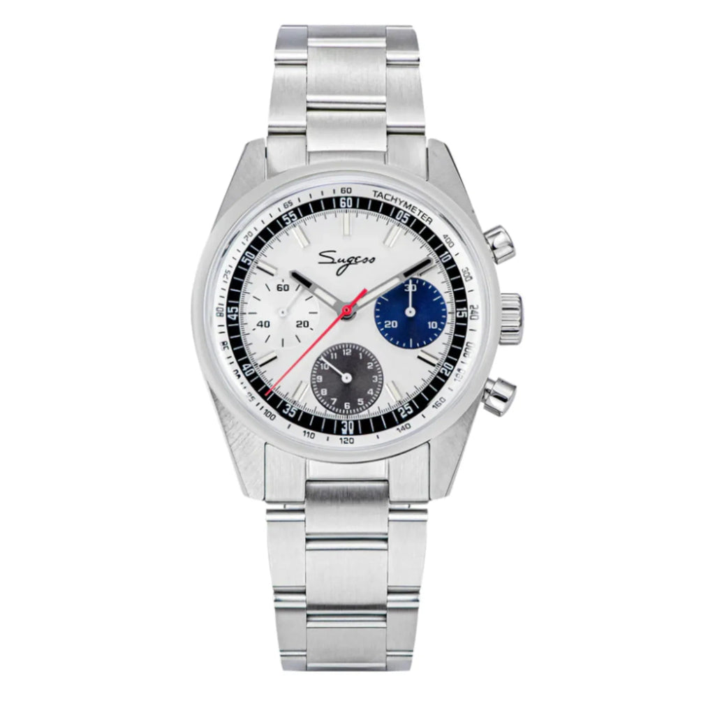 Sugess Chrono Heritage 442 Chronograph Special Dial Swan Neck Regulator - White - DREAM WATCHES