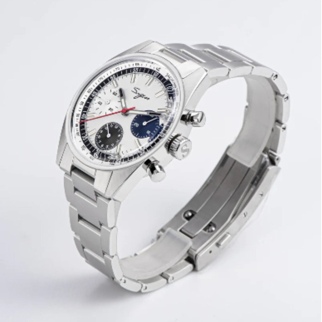 Sugess Chrono Heritage 442 Chronograph Special Dial Swan Neck Regulator - White - DREAM WATCHES