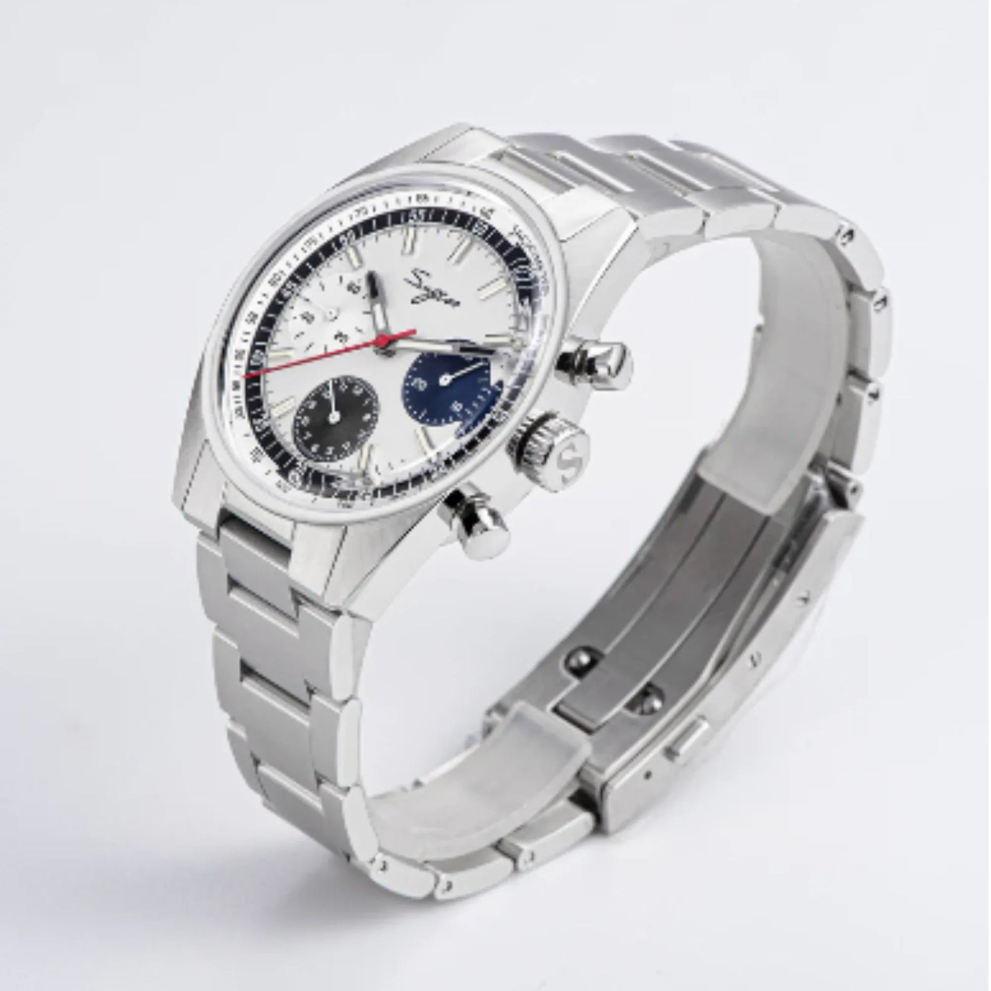 Sugess Chrono Heritage 442 Chronograph Special Dial Swan Neck Regulator - White - DREAM WATCHES