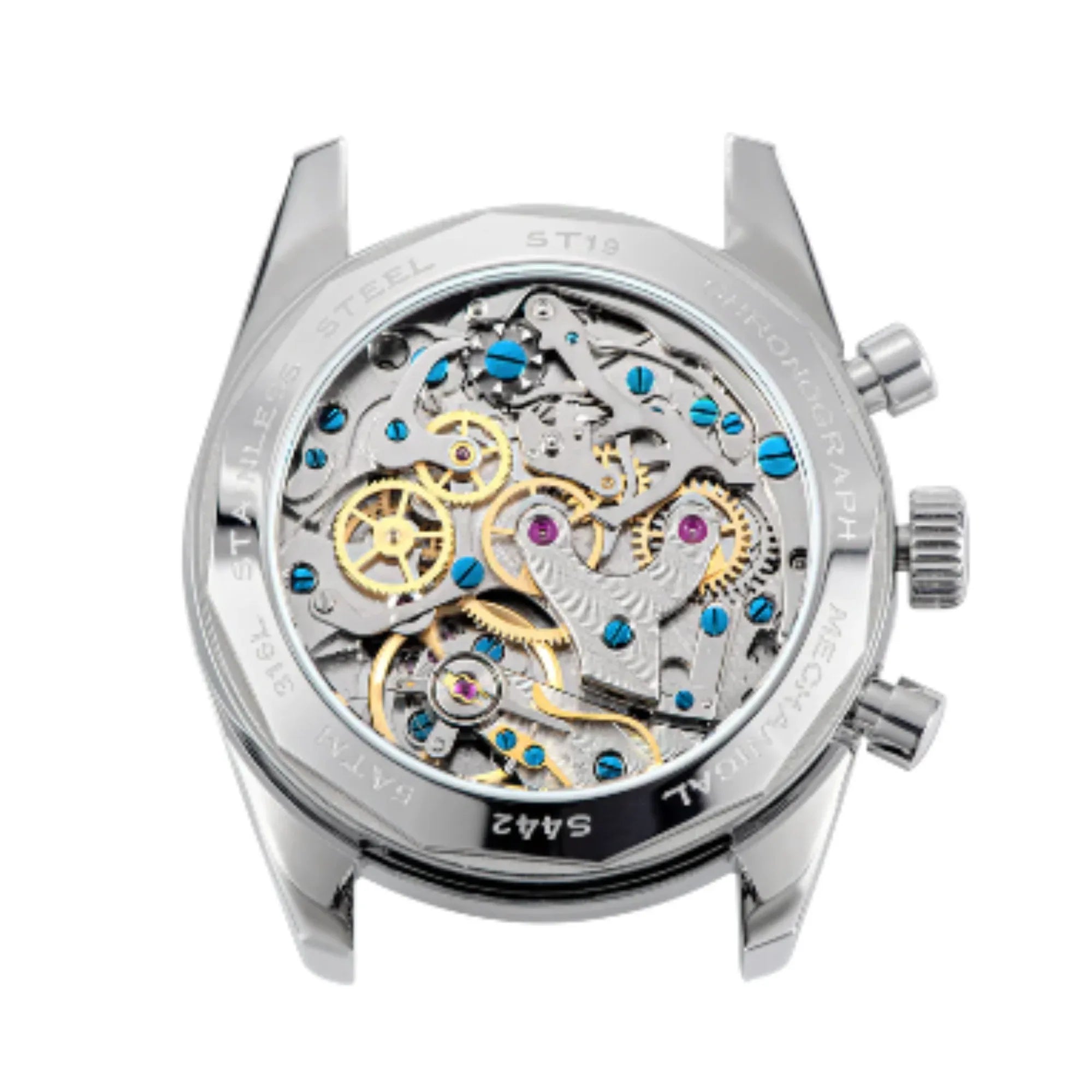 Sugess Chrono Heritage 442 Chronograph Special Dial Swan Neck Regulator White Dial With Blue Starp - DREAM WATCHES