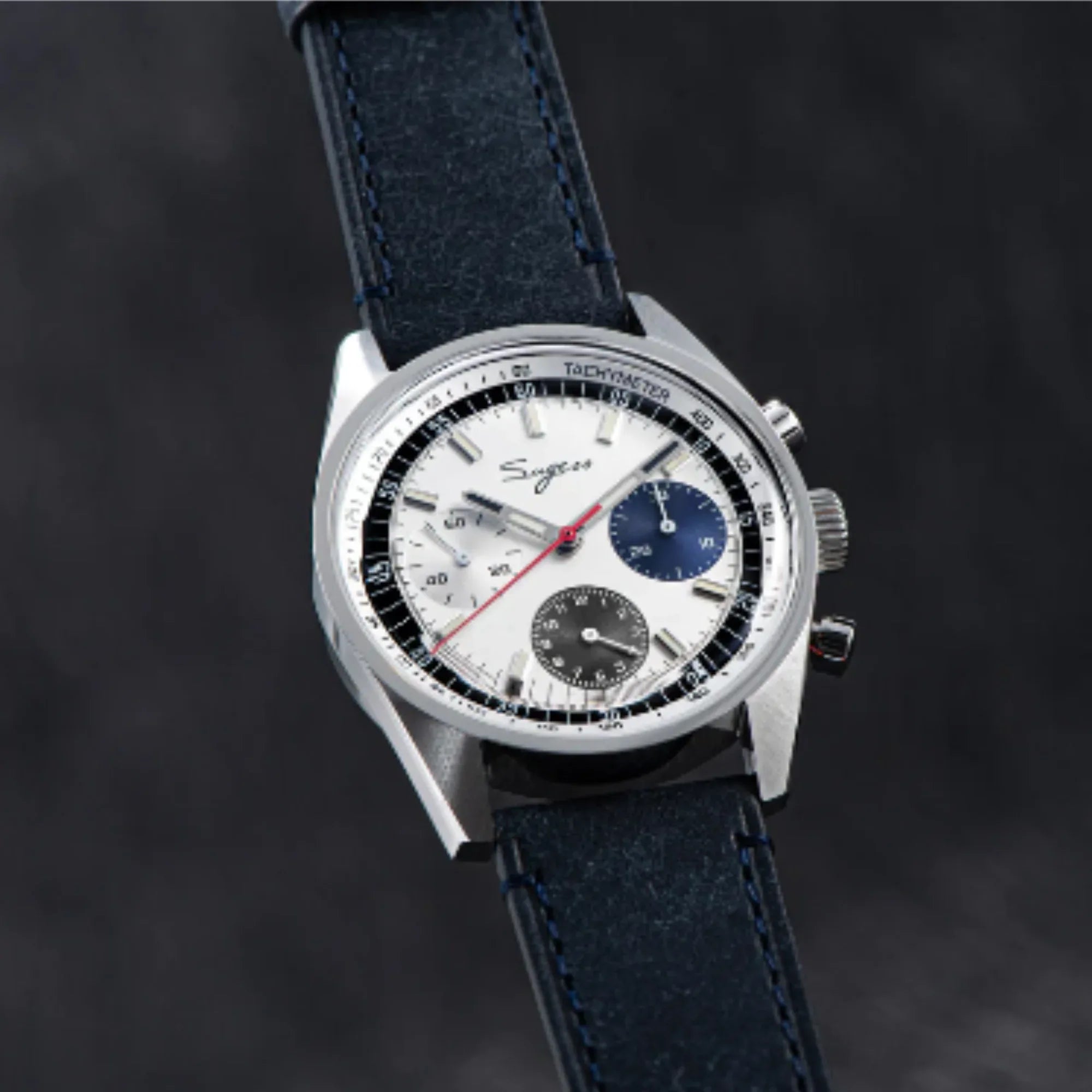 Sugess Chrono Heritage 442 Chronograph Special Dial Swan Neck Regulator White Dial With Blue Starp - DREAM WATCHES