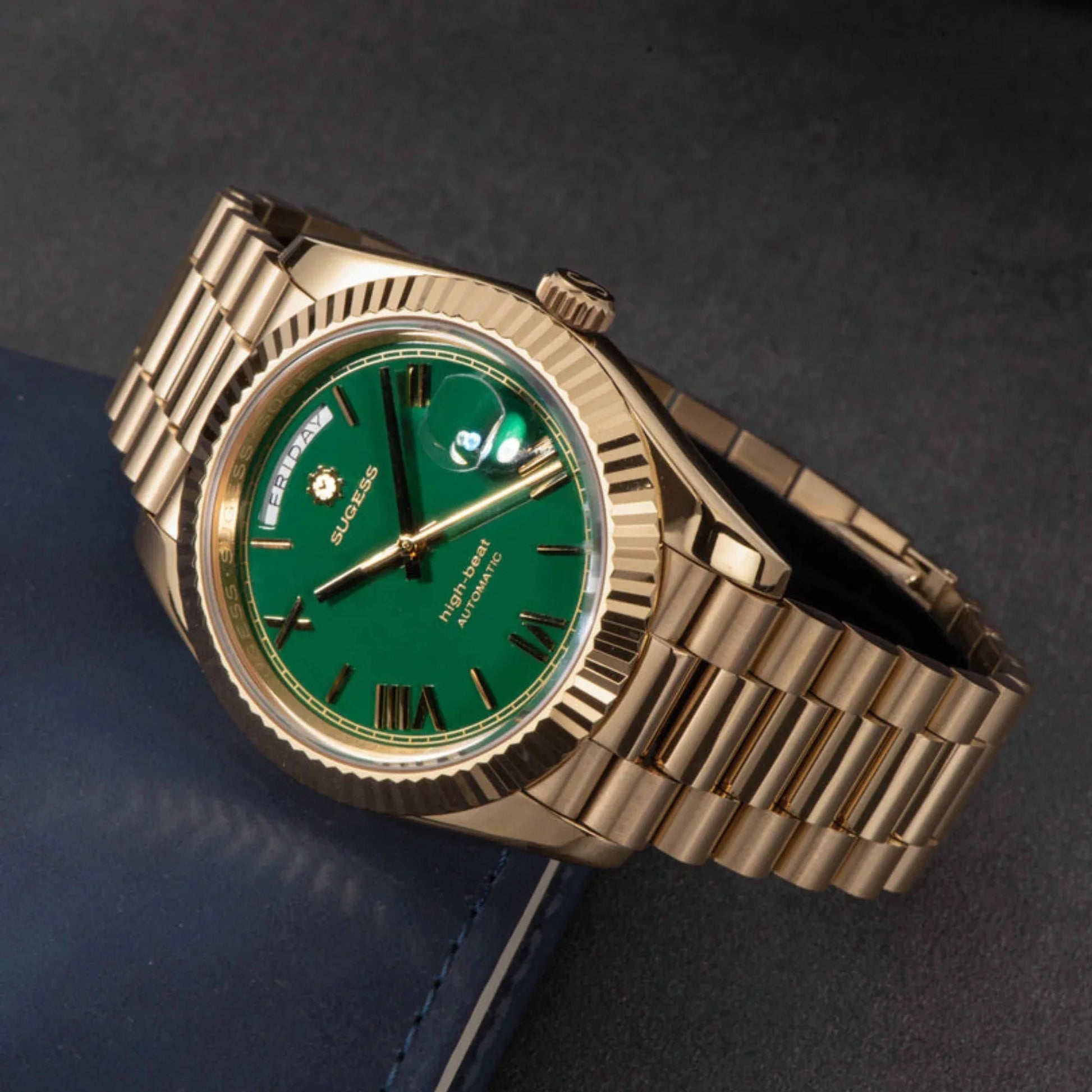 Sugess Heritage 433 DD Date and Day Display Gold - DREAM WATCHES