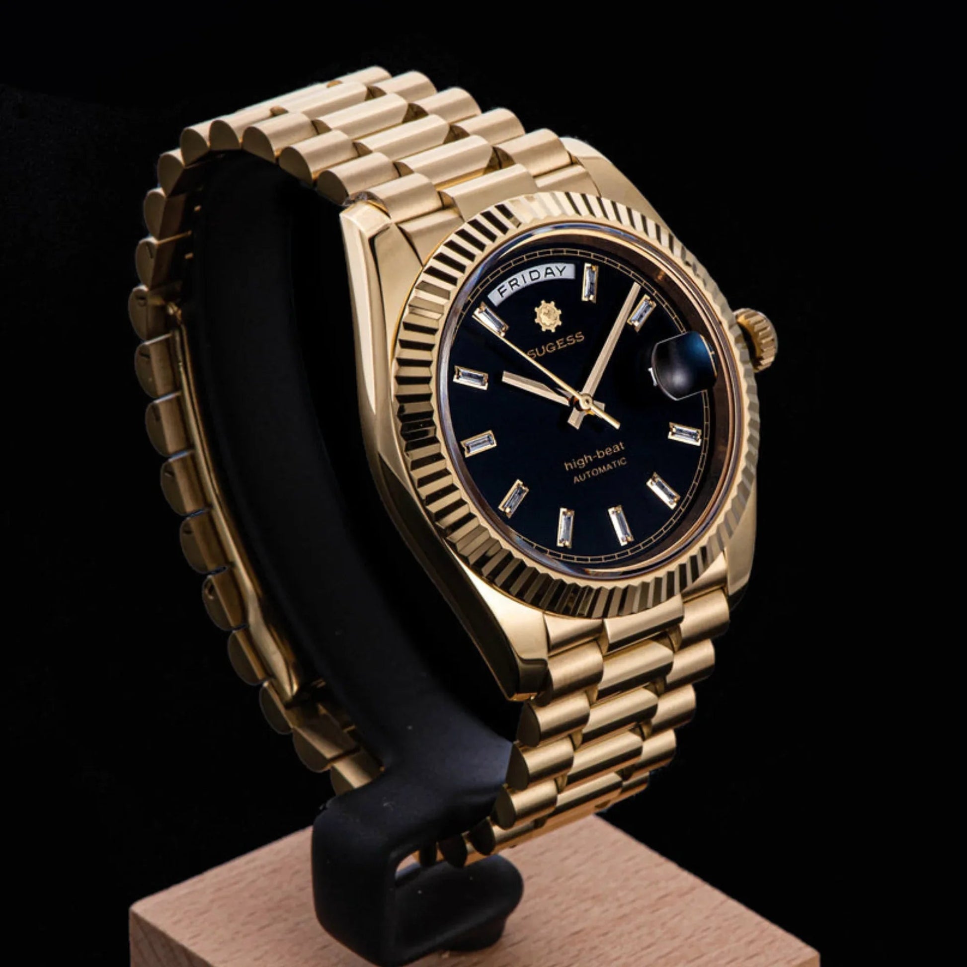 Sugess Heritage 433 DD Date and Day Display Gold - DREAM WATCHES