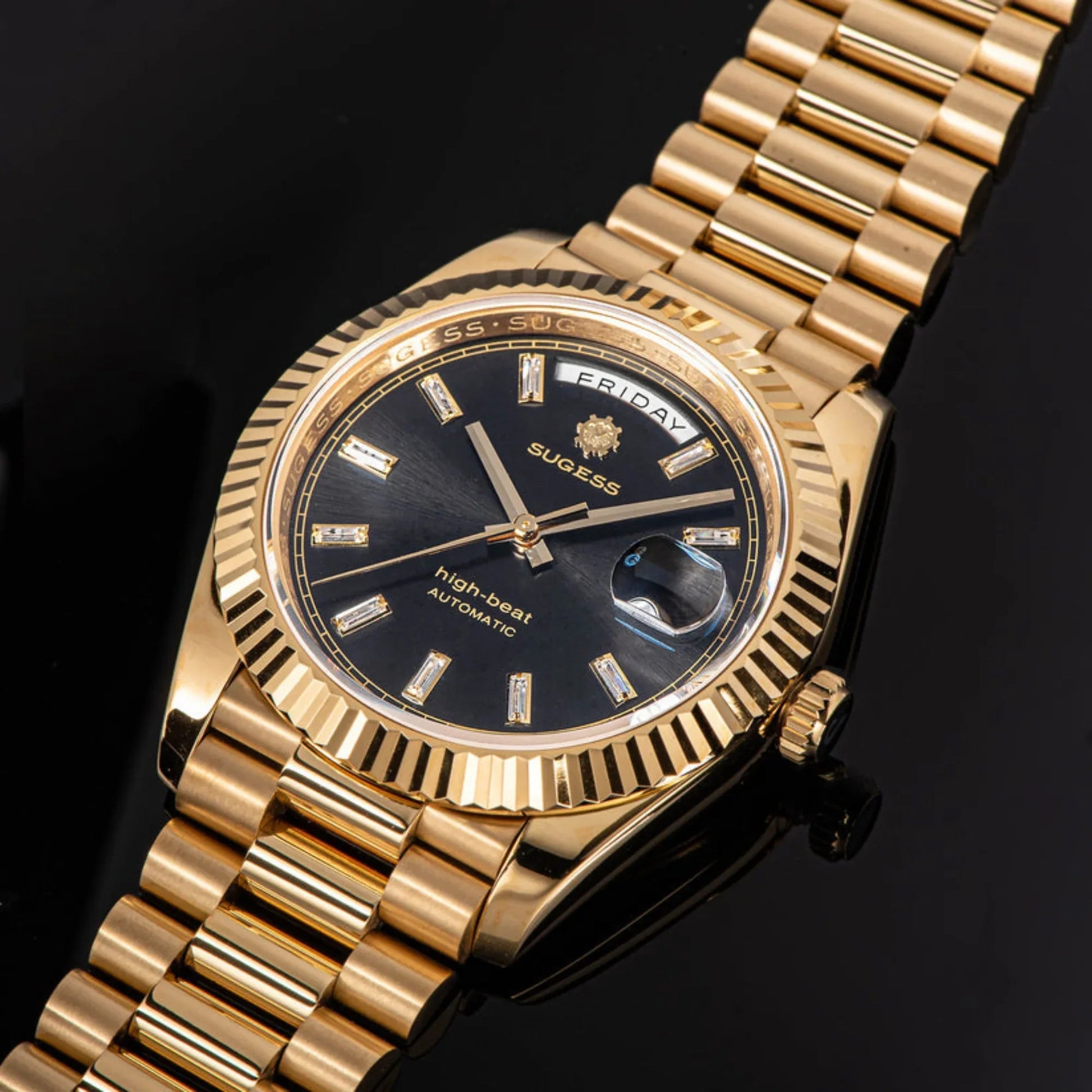 Sugess Heritage 433 DD Date and Day Display Gold - DREAM WATCHES