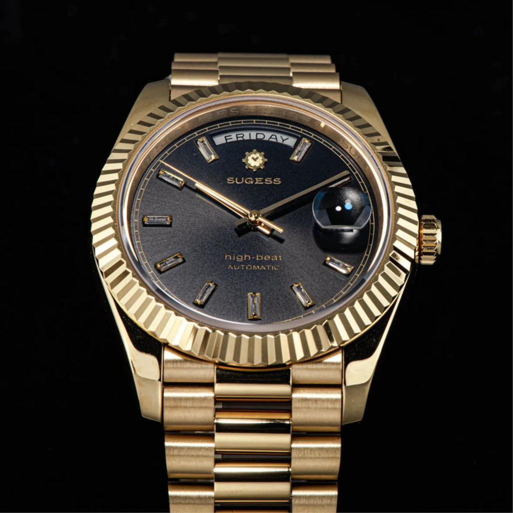 Sugess Heritage 433 DD Date and Day Display Gold - DREAM WATCHES