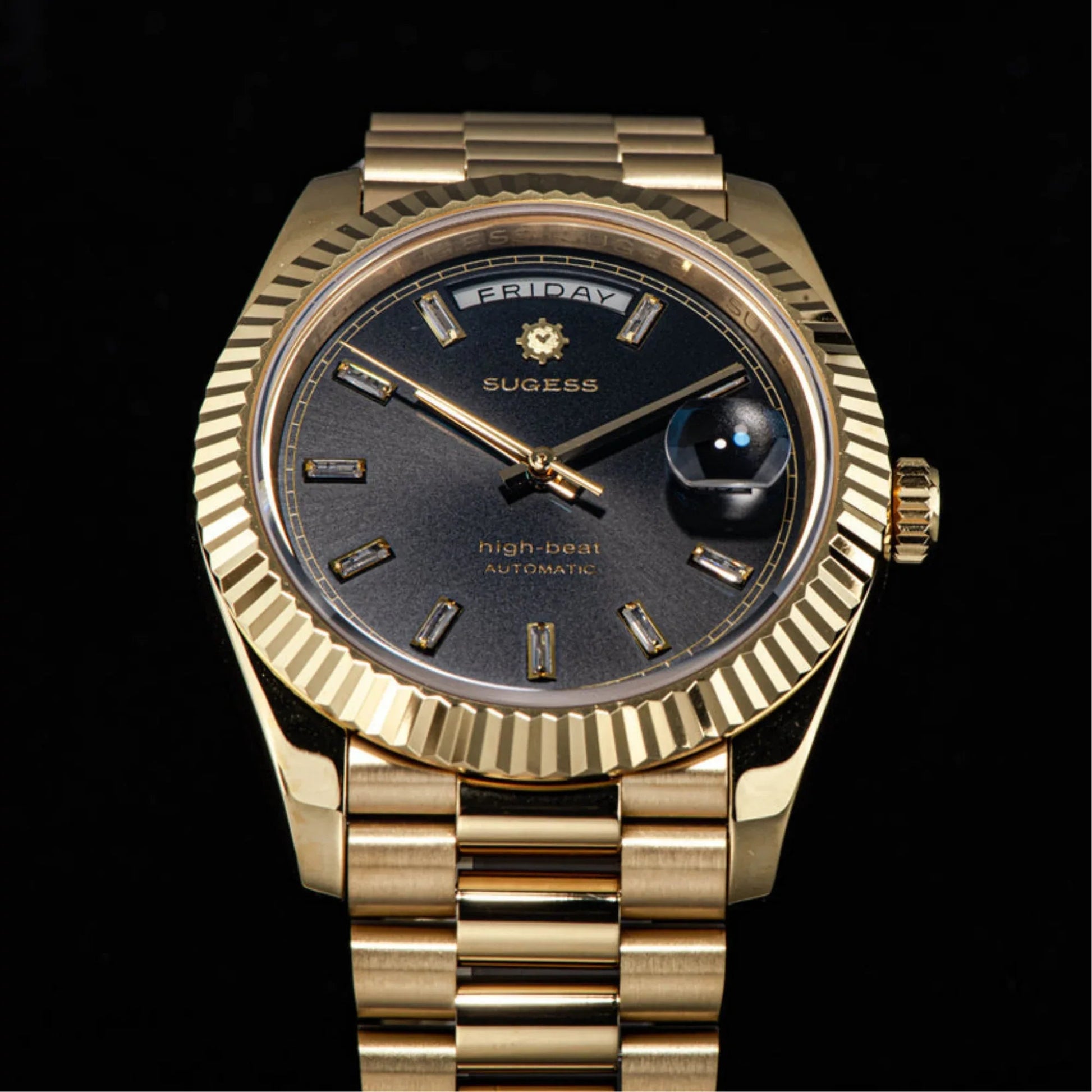 Sugess Heritage 433 DD Date and Day Display Gold - DREAM WATCHES