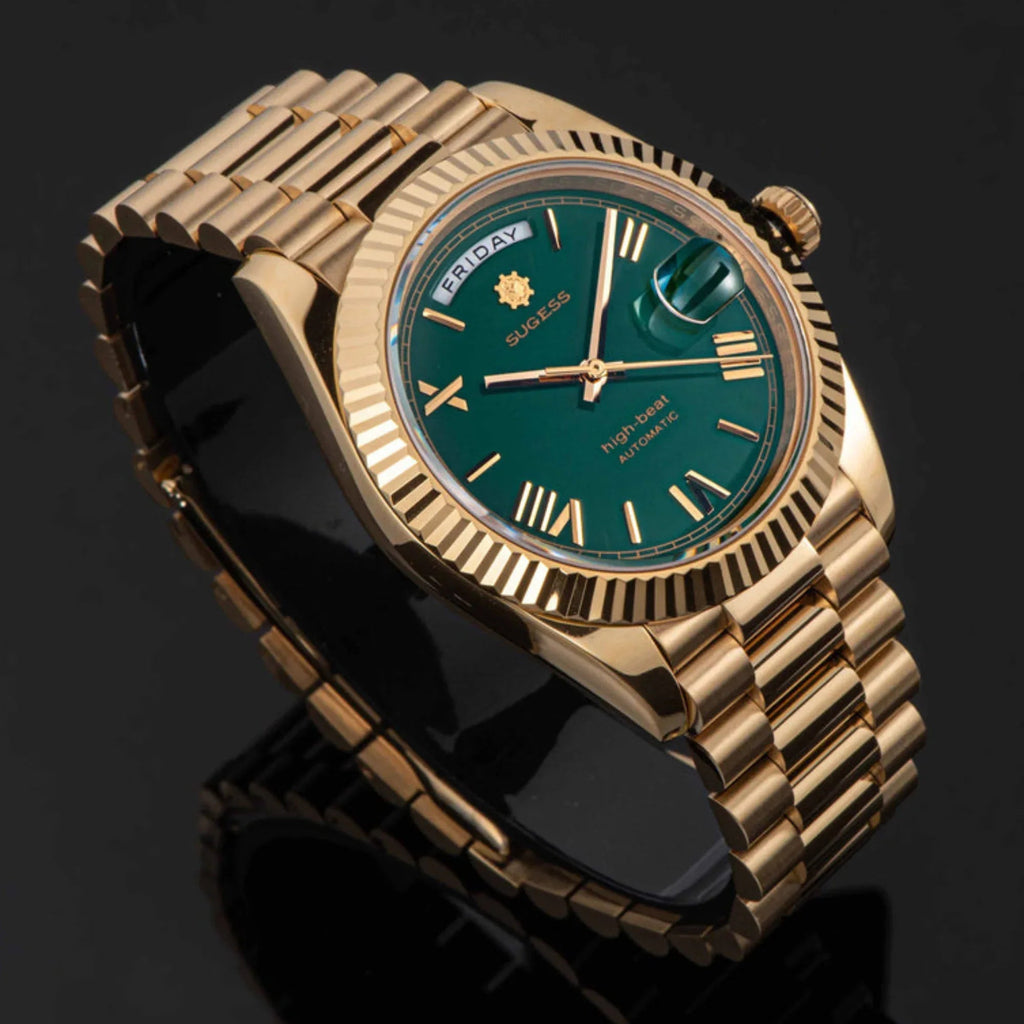 Sugess Heritage 433 DD Date and Day Display Gold - DREAM WATCHES