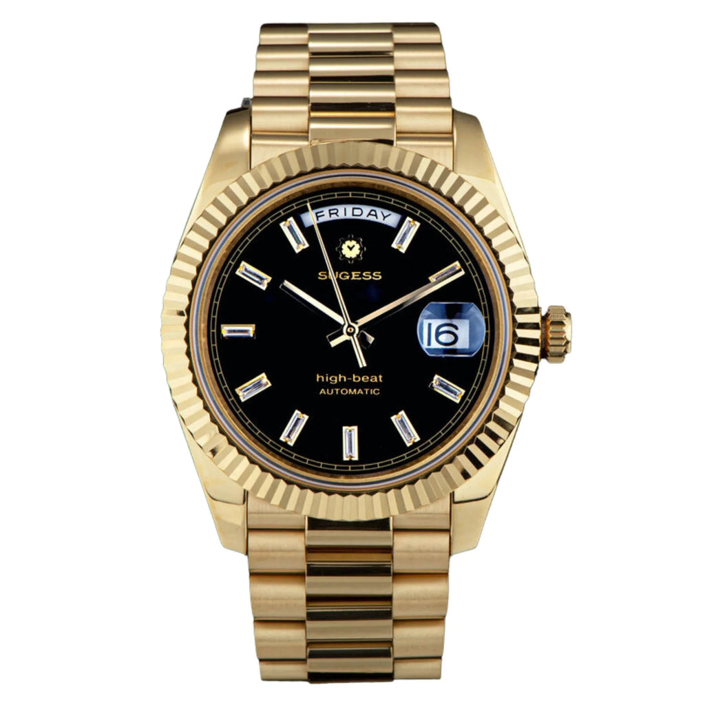 Sugess Heritage 433 DD Date and Day Display Gold - DREAM WATCHES