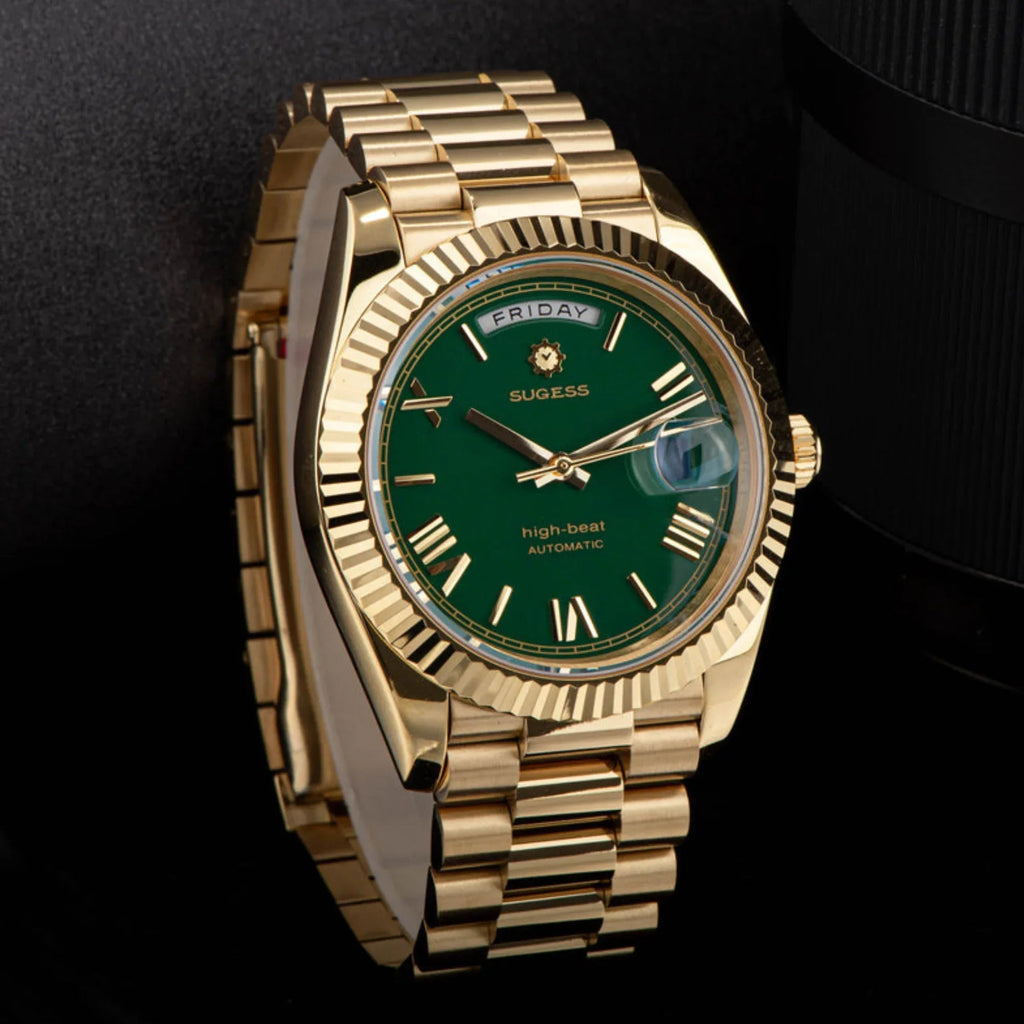 Sugess Heritage 433 DD Date and Day Display Gold - DREAM WATCHES