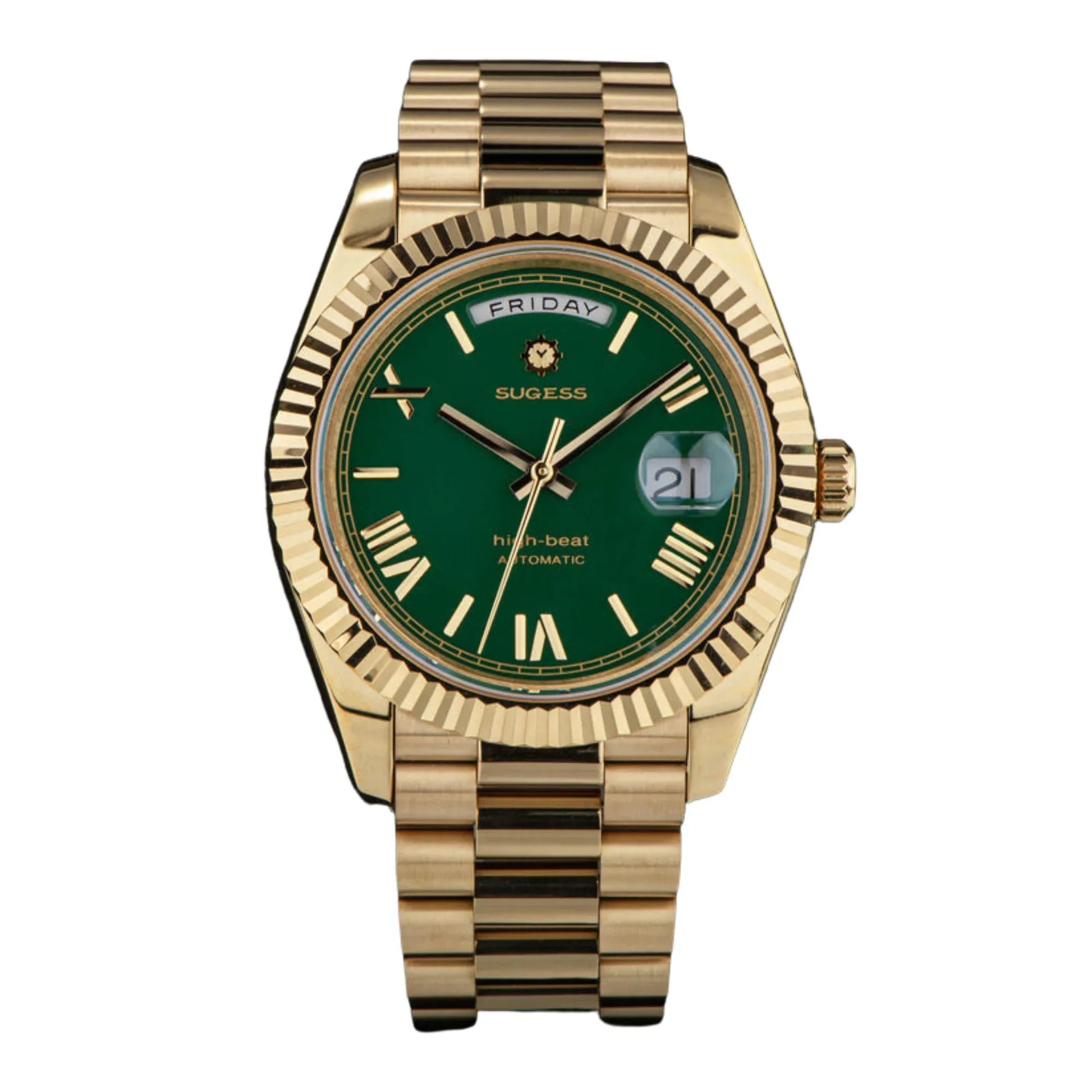 Sugess Heritage 433 DD Date and Day Display Gold - DREAM WATCHES