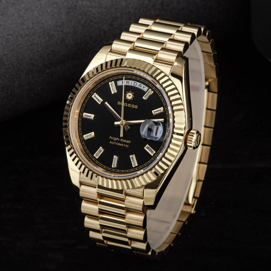 Sugess Heritage 433 DD Date and Day Display Gold - DREAM WATCHES