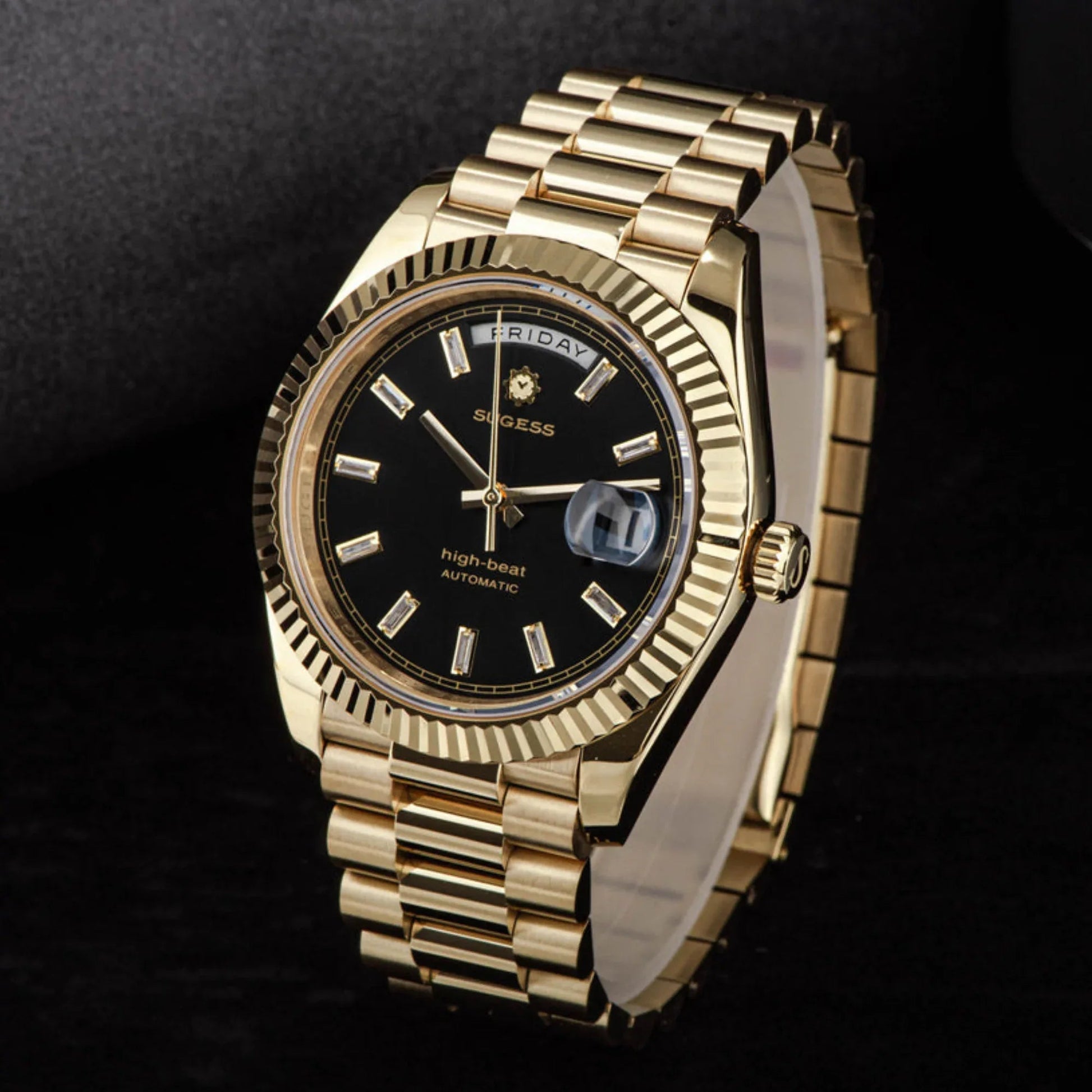 Sugess Heritage 433 DD Date and Day Display Gold - DREAM WATCHES
