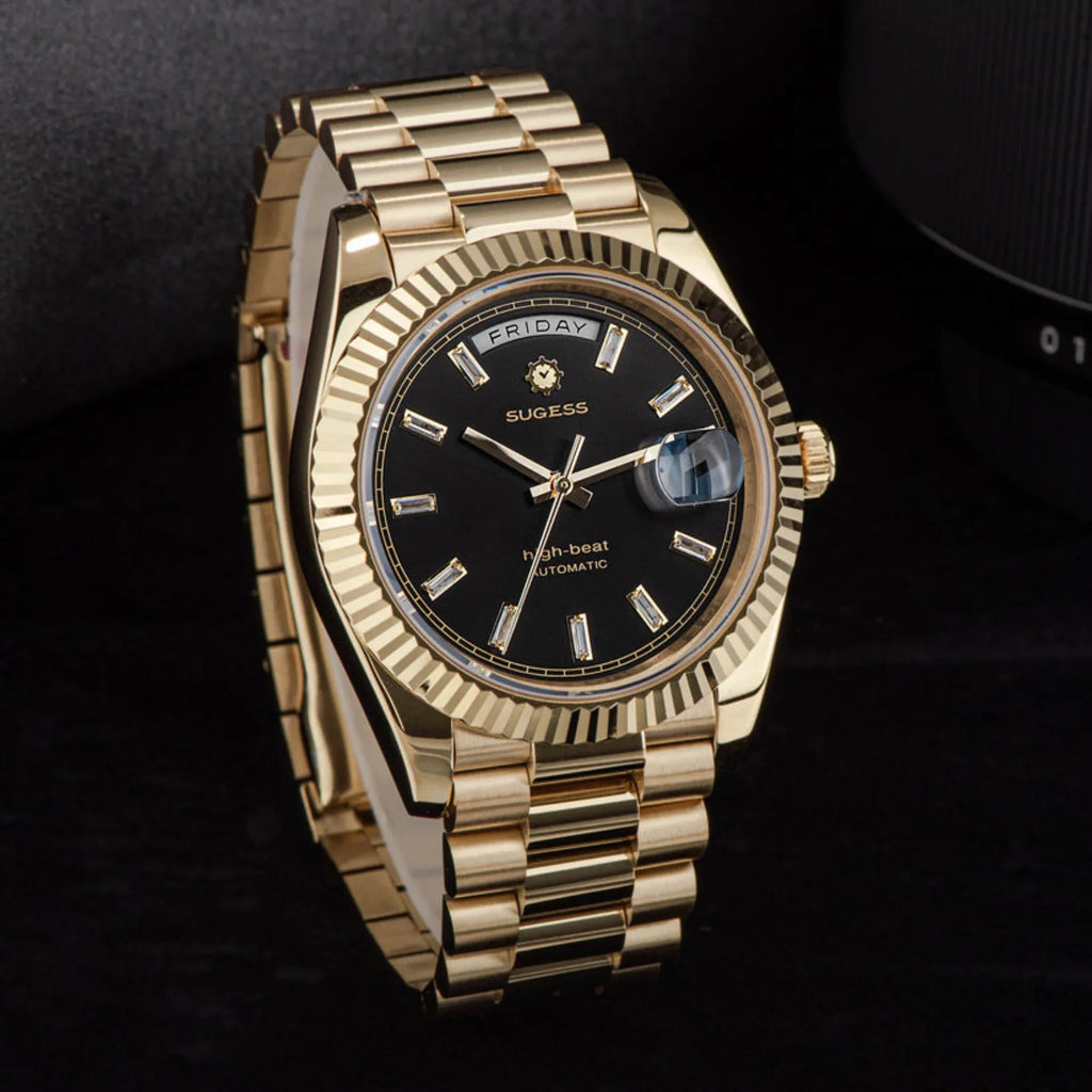 Sugess Heritage 433 DD Date and Day Display Gold - DREAM WATCHES