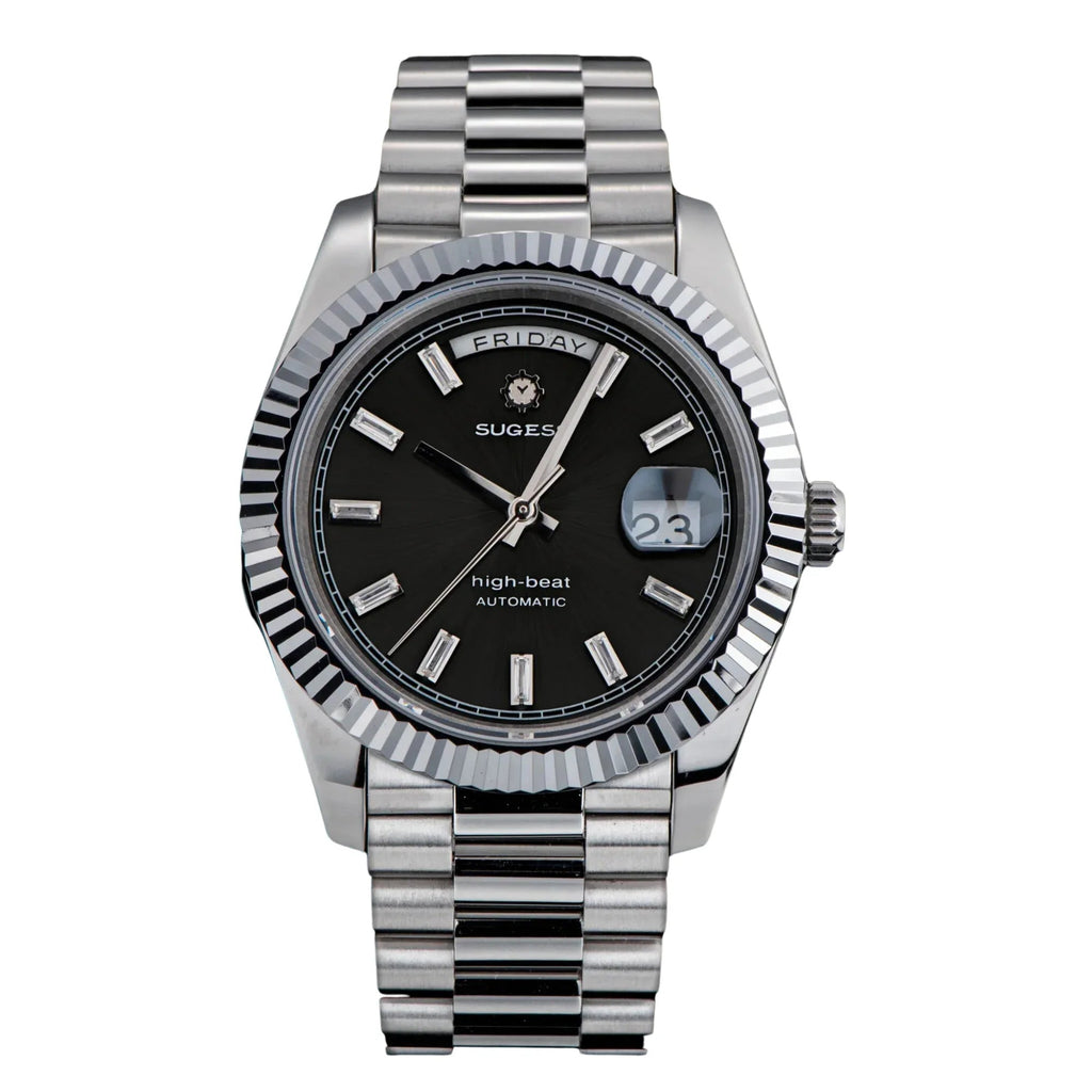 Sugess Heritage 433 DD Date and Day Display Stainless-Steel - Black Dial - DREAM WATCHES