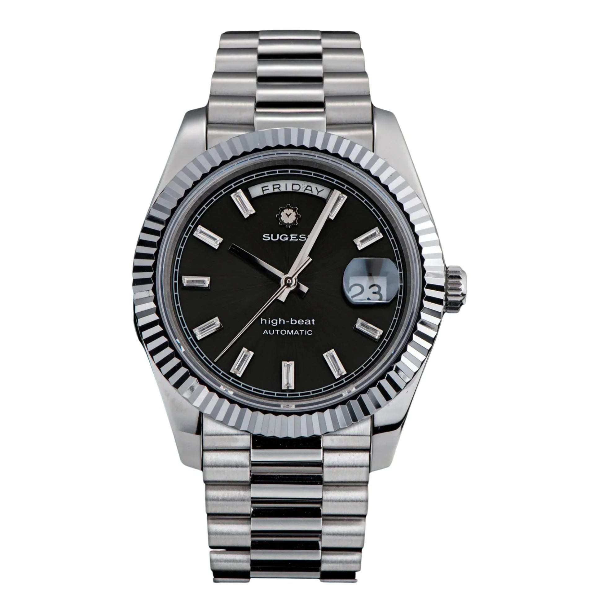 Sugess Heritage 433 DD Date and Day Display Stainless-Steel - Black Dial - DREAM WATCHES